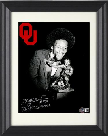 Billy Sims signed Oklahoma Sooners 8x10 Photo #20 w/ 78 Heisman Trophy Custom Framing- Beckett Witnessed Hologram