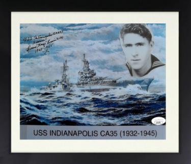 Louis "Kayo" Erwin signed WWII 8.5x11 Photo Custom Framing- JSA- USS Indianapolis Survivor 1943-1945