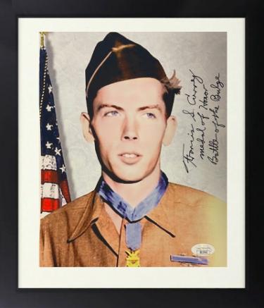 Francis S. Currey signed WWII 8x10 Photo Custom Framing- JSA #SS17641- Medal of Honor/Battle of the Bulge