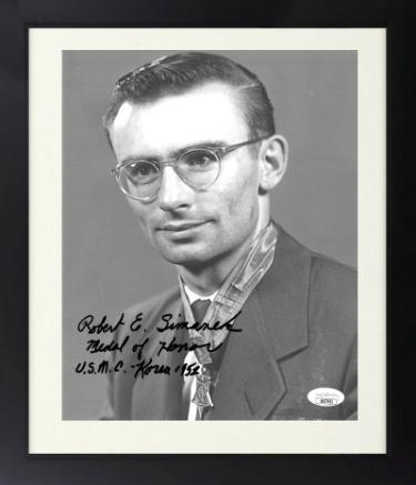 Robert Simanek signed Korean War 8x10 Photo Custom Framing- JSA #SS17653- Medal of Honor/USMC Korea 1952