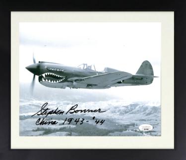 Stephen Bonner signed China/Burma/India WWII B&W 8x10 Photo Custom Framing- JSA #SS17668- 1943-44