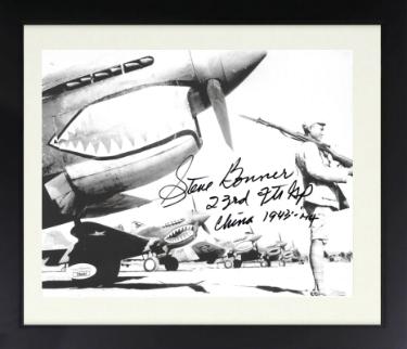 Stephen Bonner signed 1943-44 23rd Fighter Group China/Burma/India WWII 8x10 Photo Custom Framing- JSA (P-40 Ace Pilot)