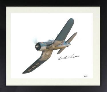 Ed Harper signed 1943 Pappy Boyington's Black Sheep 8x10 Photo Custom Framing- JSA (Corsair Pilot/VMF 214-1943 2nd Tour)