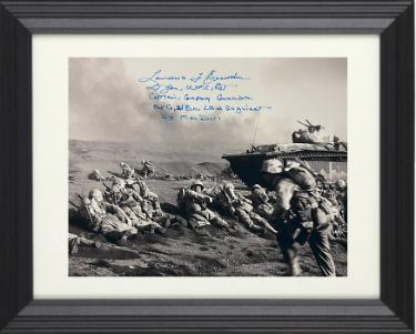 Lt. Gen. Lawrence Snowden signed WWII 8x10 Photo Custom Framing- PSA #AD57160- 1945 Iwo Jima USMC Commander