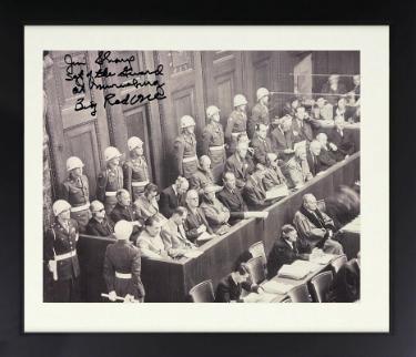 Jim Sharp signed WWII Nuremberg Trials 8x10 Photo Custom Framing- PSA- Sargent of the Guard/Nazis/Big Red One