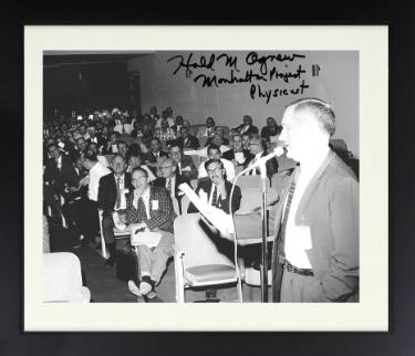 Harold M. Agnew signed WWII Hiroshima Atomic Bomb B&W 8x10 Photo Custom Framing- PSA #AD31562- Manhattan Project Physicist