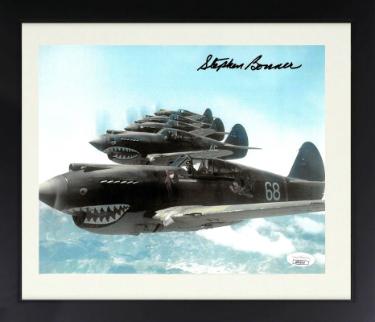 Stephen Bonner signed WWII 8x10 Photo Custom Framing- JSA (P-40 Ace Pilot/76th Ftr Sq./23rd Fighter Group China/Burma)