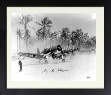 Ed Harper signed 1943 Pappy Boyington's Black Sheep 8x10 Photo Custom Framing- JSA #AC92755