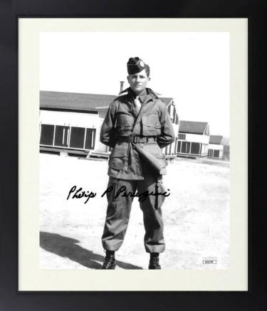 Philip P. Perugini signed WWII Band of Brothers 8x10 Photo Custom Framing- JSA- 101st ABD Easy Co 506th PIR