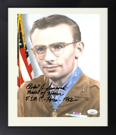 Robert Simanek signed Korean War Vintage 8x10 Photo Custom Framing- JSA- Medal of Honor/USMC Korea 1952