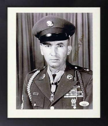 Wilburn Ross signed WWII Vintage B&W 8x10 Photo Custom Framing- JSA #SS17646- Medal of Honor
