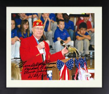 Hershel W. Williams signed WWII 8x10 Photo Custom Framing- JSA #AC92786- Medal of Honor/Iwo Jima/2/23/45