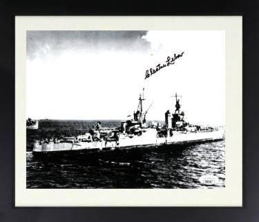 Cleatus Lebow signed WWII Vintage B&W 8x10 Photo Custom Framing- JSA #AC92787- Survivor/USS Indianapolis 1945