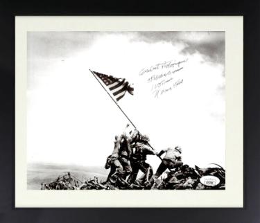 Major Norman Hatch signed WWII Vintage B&W 8x10 Photo Custom Framing- JSA #AC92788 - USMC/Iwo Jima