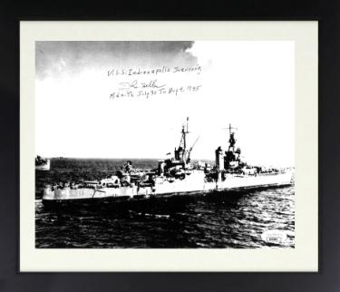 John Heller signed WWII 8x10 Photo Custom Framing- JSA- Survivor/USS Indianapolis 1945