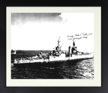 Harlan Twible signed WWII Vintage B&W 8x10 Photo Custom Framing- JSA #AC92804- USS Indianapolis Survivor