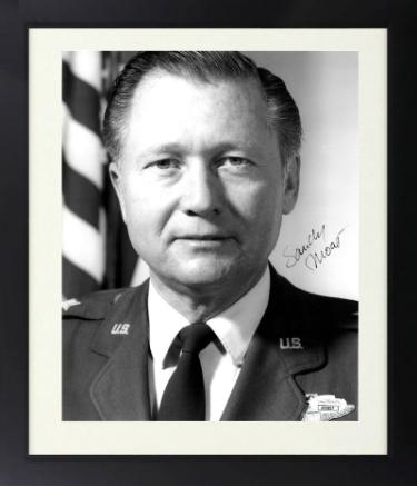 Lieutenant General Sanford Moats signed WWII 8x10 Photo Custom Framing- JSA #AC92817 Fighter Ace