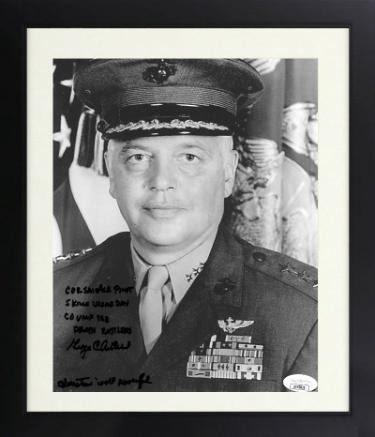 George C. Axtell signed WWII Corsair B&W 8x10 Photo Custom Framing- JSA #AC92826- Ace Pilot- 5 in One Day/Death Rattlers