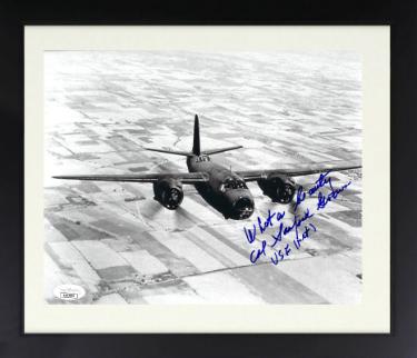 Col. Sanford "Sandy" Graves signed WWII Vintage USAF 8x10 Photo Custom Framing- JSA #AC92832- 451st Bomber Squadron
