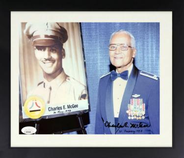 Charles E. McGee signed 8x10 Photo Custom Framing- JSA- WWII/Korea/Vietnam/1944 Tuskegee Airmen/Red Tails