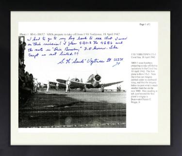 Stanley W. "Swede" Vejtasa signed 1942-43 Battle Coral Sea WWll Ace Pilot 8x10 Photo Custom Framing� PSA #AD55308 (Grim Reapers)