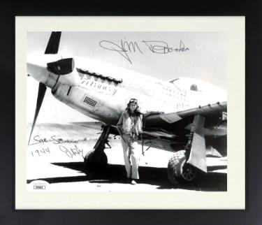 James "Jim" Brooks signed WWII 8x10 Photo Custom Framing- JSA #AC92625- San Severino Italy 1944/P-51 Mustang Ace Pilot