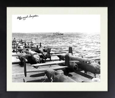 Edward/Ed Saylor signed 1942 WWII Doolittle Raiders 8.5x11 Photo #15 Custom Framing- JSA- B-25 USS Hornet