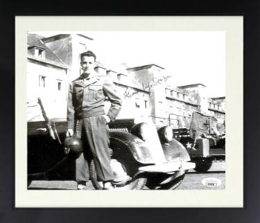 Francis Sanza signed WWII 8x10 Photo Custom Framing- JSA #AC92650 (General Patton's Jeep Driver 3rd Army)
