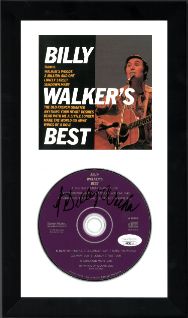 Billy Walker signed 1989 Billy Walker's Best Album CD w/Cover Booklet 6.5x12 Custom Framing- JSA #GG08314