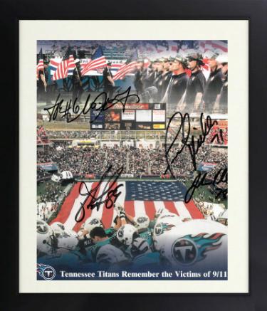 2001�Tennessee Titans�Remember The Victims of 9/11 signed 8.5x11 Custom Framing- 4 Sigs Frank Wycheck/Miller/Nedney
