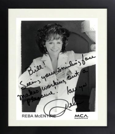 Reba McEntire signed MCA Records B&W 8x10 Photo Custom Framing To Bill, Love Ya� COA