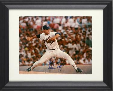 Nolan Ryan signed Texas Rangers 8x10 Photo Custom Framing- Nolan Ryan Foundation COA (HOF/7 No-Hitters)