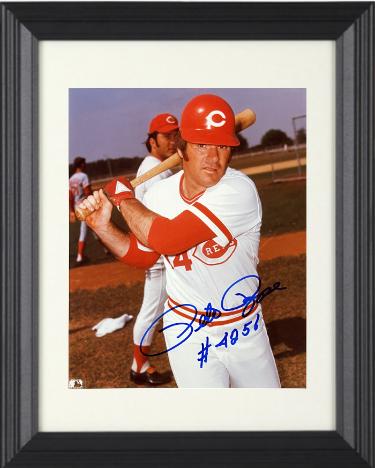 Pete Rose signed Cincinnati Reds MLB Licensed 8x10 Photo #4256 Custom Framing- Tuff Stuff LOA (HIT KING)