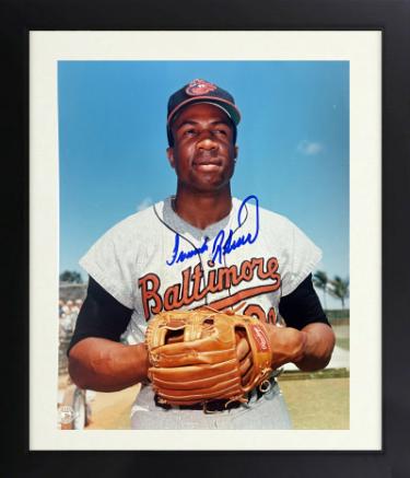 Frank Robinson signed Baltimore Orioles MLB Licensed 8x10 Photo imperfect Custom Framing- COA/Show Ticket (HOF/TC)