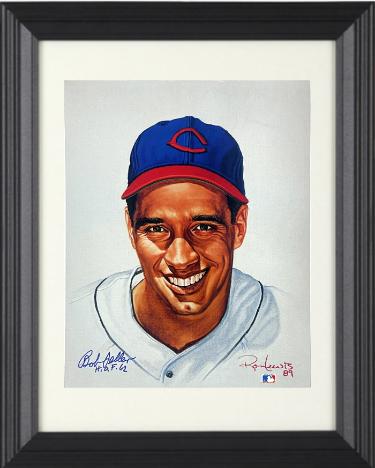 Bob Feller signed Cincinnati Reds MLB Licensed Ron Lewis 89 8x10 Photo HOF 62 Custom Framing- COA/Show Ticket