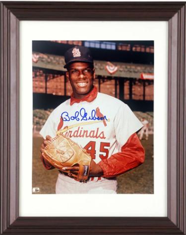 Bob Gibson signed St. Louis Cardinals MLB Licensed 8x10 Photo imperfect Custom Framing- Tuff Stuff COA/Show Ticket