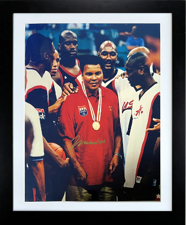 Muhammad Ali signed 1996 Olympics Gold Medal 16x20 Photo Custom Framing Beckett Rev/COA/Photo (Team USA Basketball Team)
