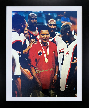 Muhammad Ali signed 1996 Olympics Gold Medal 16x20 Photo Custom Framing Beckett Rev/COA/Photo (Team USA Basketball Team)