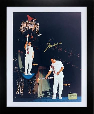Muhammad Ali signed 16x20 Photo 1996 Atlanta Olympics Torch Lighting Custom Framing- /1996- Beckett/Ali/Prince COA w/VHS Tape