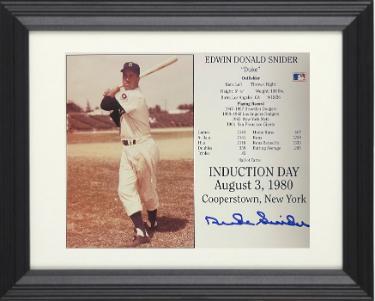 Duke Snider signed Brooklyn Dodgers MLB Licensed Hall of Fame Induction Day 8x10 Photo/Card Custom Framing- Tuff Stuff COA