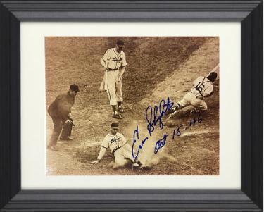 Enos Slaughter signed St. Louis Cardinals Mad Dash World Series MLB 8x10 Photo Oct 15, 46 imperfect Custom Framing- COA