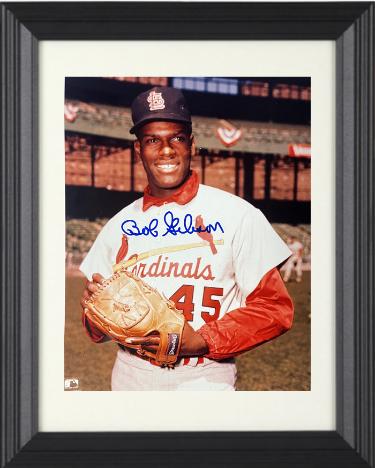 Bob Gibson signed St. Louis Cardinals MLB Licensed 8x10 Photo imperfect Custom Framing- Tuff Stuff COA/Show Ticket
