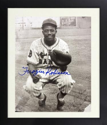 Frazier Robinson signed Negro Leagues Vintage B&W 8x10 Photo imperfect Custom Framing- COA/CSA Show Ticket