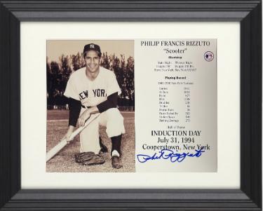 Phil Rizzuto signed MLB Licensed Hall of Fame Induction Day 8x10 Photo/Card Custom Framing- COA (HOF)