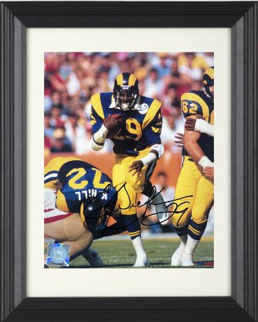 Eric Dickerson signed Los Angeles Rams NFL Licensed 8x10 Photo #29 imperfect Custom Framing- COA (HOF)