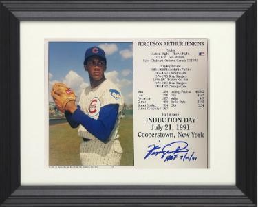 Fergie Jenkins signed Chicago Cubs Hall of Fame Induction 8x10 Photo/Card Custom Framing- COA/Show Ticket