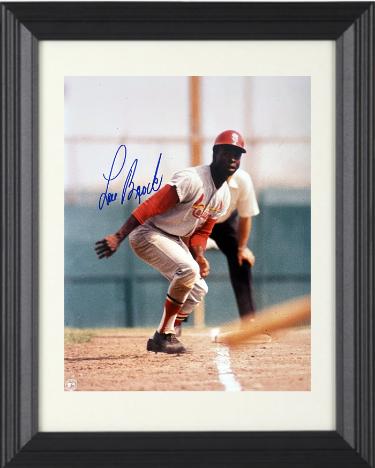 Lou Brock signed St. Louis Cardinals MLB Licensed 8x10 Photo Custom Framing- COA (HOF)