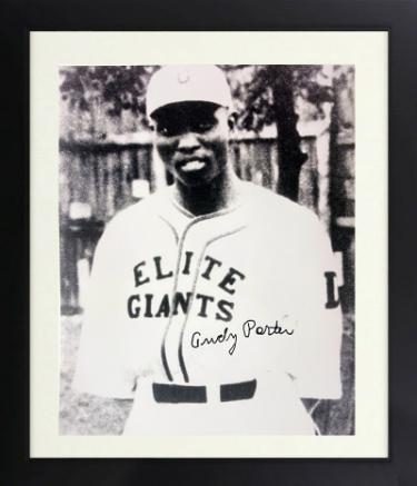 Andy Porter signed Elite Giants Negro League Vintage B&W 8x10 Photo imperfect Custom Framing- COA/CSA Show Ticket