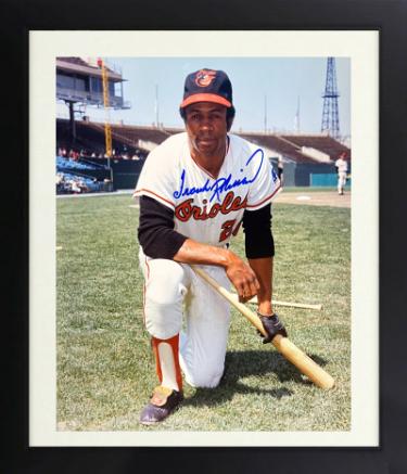 Frank Robinson signed Baltimore Orioles MLB Licensed 8x10 Photo imperfect Custom Framing- COA (HOF/Triple Crown)