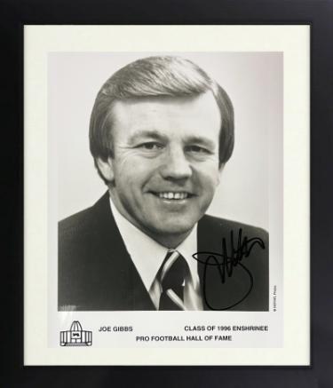 Joe Gibbs signed Class of 1966 Enshrinee Pro Football Hall of Fame 8x10 Photo imperfect Custom Framing- COA (Washington/COACH/HO